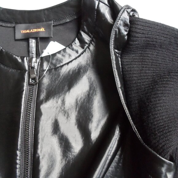 NWT$1050 RUNWAY COLLECTION Yigal Azrouel Knit Long Sleeves Leather Midi Dress 10 - Picture 10 of 16